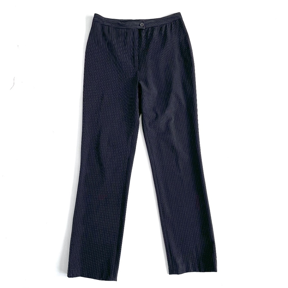 Isabel Ardee Black Pinstripe Straight Leg Dress Pants Trousers